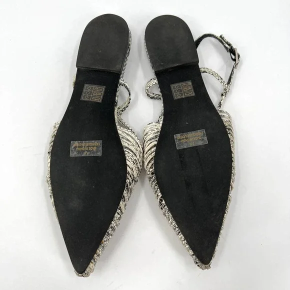 JEFFREY CAMPBELL Shoes Women 7.5 Black Snake Myron Slingback Flat Pointy Leather - Picture 9 of 10